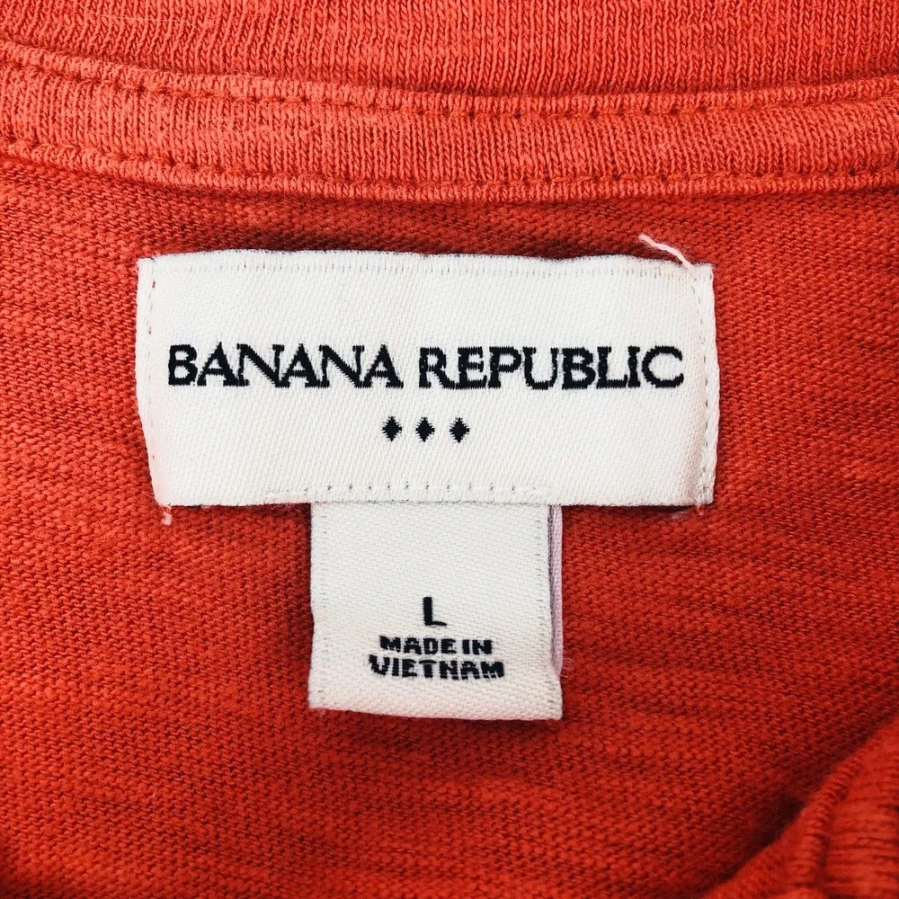 Banana Republic Mens Large L Polo 100% Cotton Golf Shirt Orange Heather Pocket